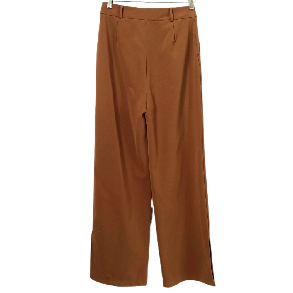 SOLD Princess Polly Pants Womens 6 Rust Fiesta Slits Old Money High Waist Baggy - Picture 4 of 9